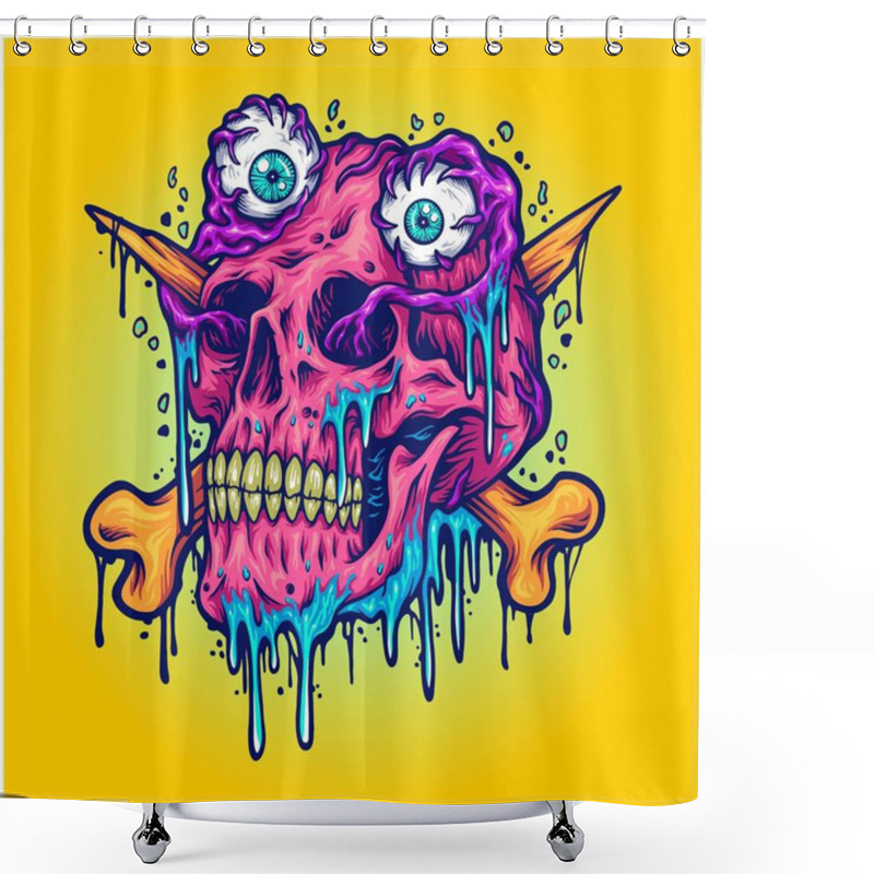 Personality  Zombie Eyeball Skull Head Illustrations  Shower Curtains