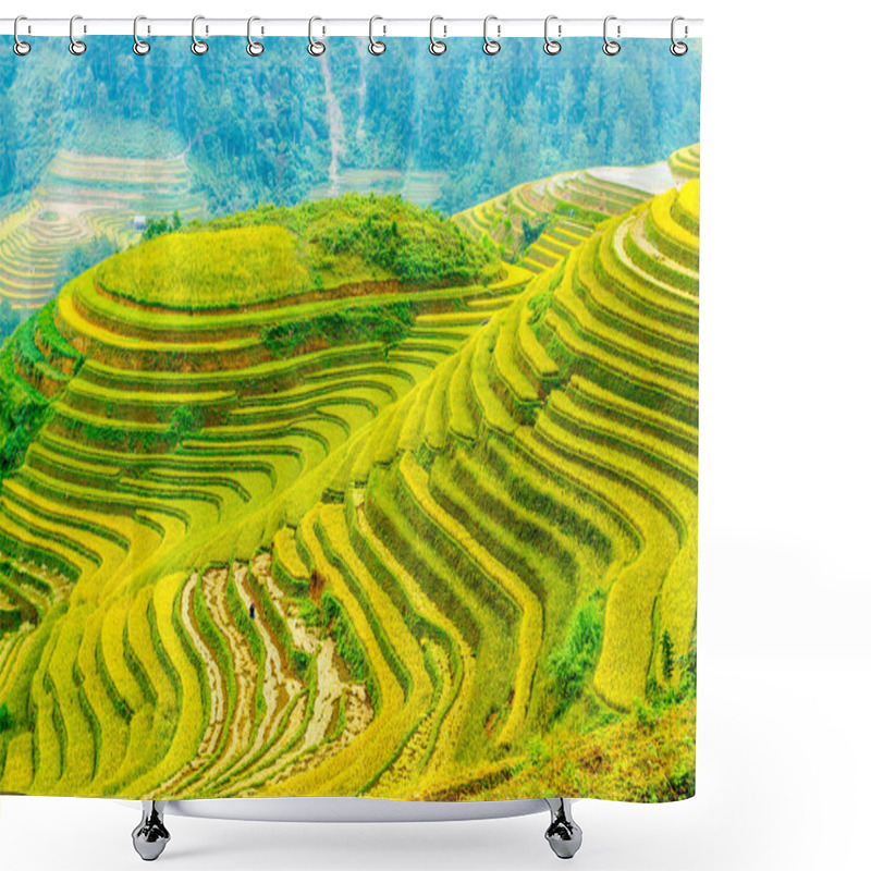 Personality  Mysterious Terraced Paddy Fields On Mountains Shower Curtains