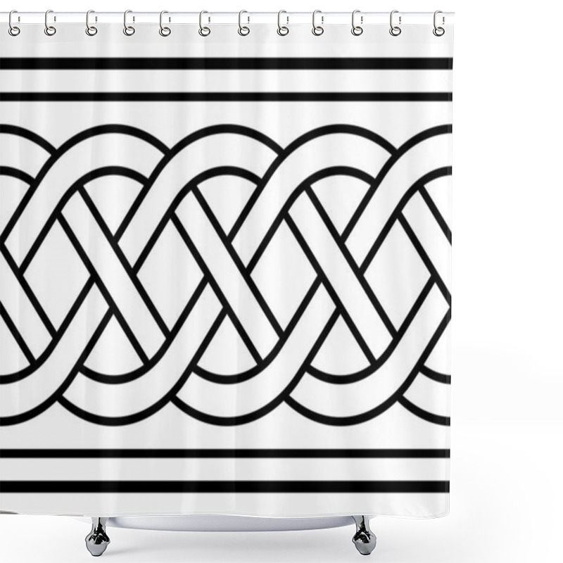 Personality  Cable Knit Or Braid Pattern, Seamless Tile For Creating Borders In Retro Style. Overlapping And Crossing Lines Form A Multi-layered Texture. The Tile Can Be Seamlessly Extended Horizontally. Vector. Shower Curtains