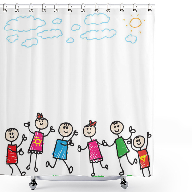 Personality  Doodle Children Playing Shower Curtains