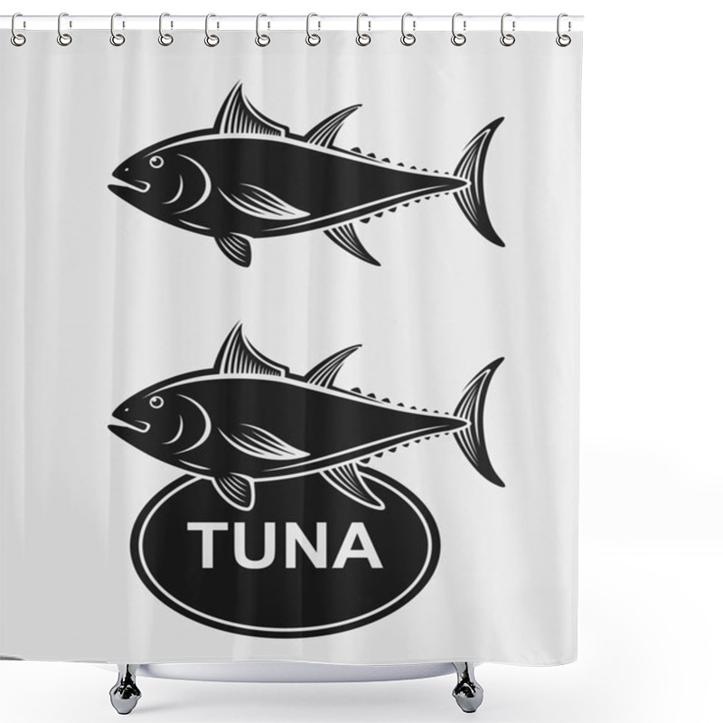 Personality  Tuna Set. Vector Shower Curtains