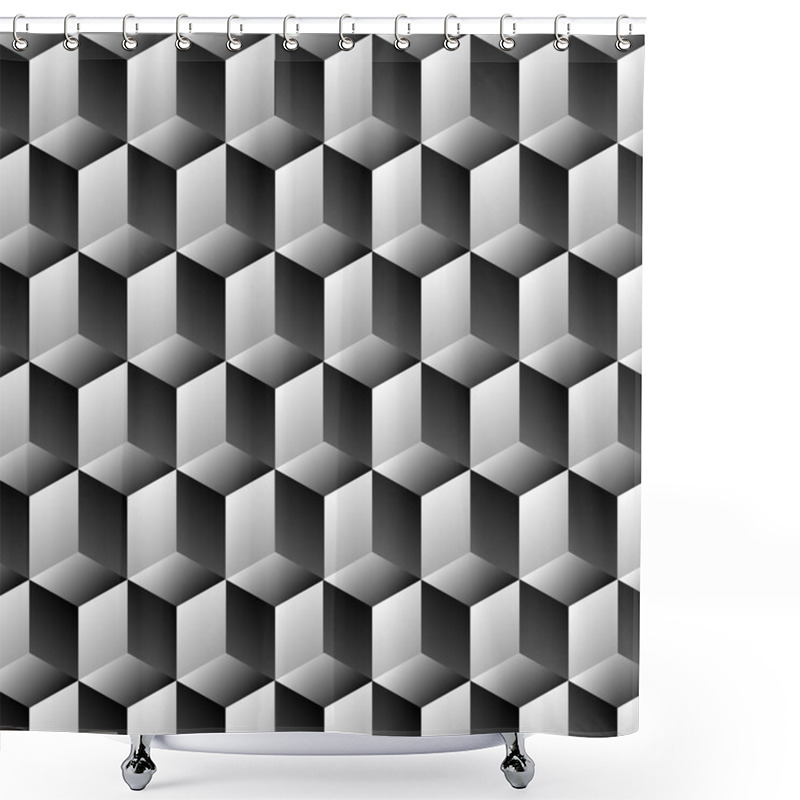 Personality  Cubes Rows Optical Illusion Background Shower Curtains