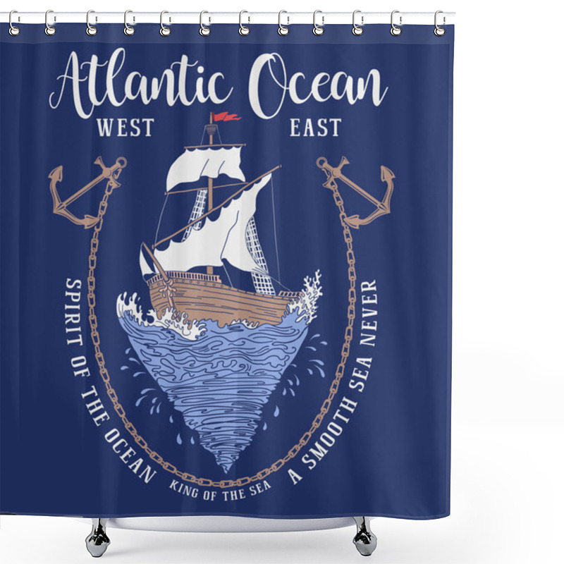 Personality   Boat, Anchor, Lettering And Decoration Elements.  Shower Curtains