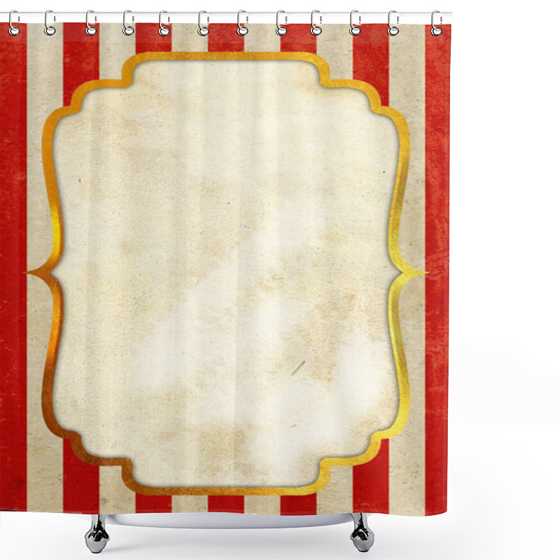 Personality  Vintage Circus Poster Blank Background - Circus Poster With An Old Paper Frame With Luxury Golden Edge Over A Stripes Pattern, In Perfect Retro Style, Useful For Festivals, Shows, Events, Birthday Parties, Weddings Shower Curtains