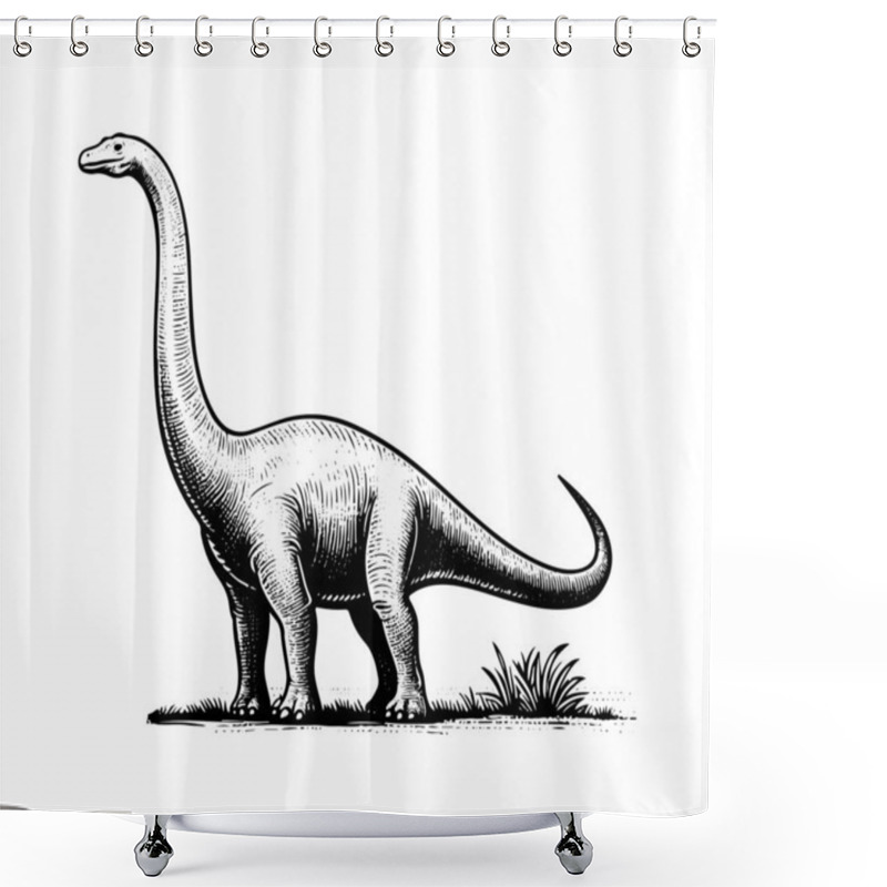 Personality  Brachiosaurus Hand Drawn Illustration Vector Graphic Shower Curtains