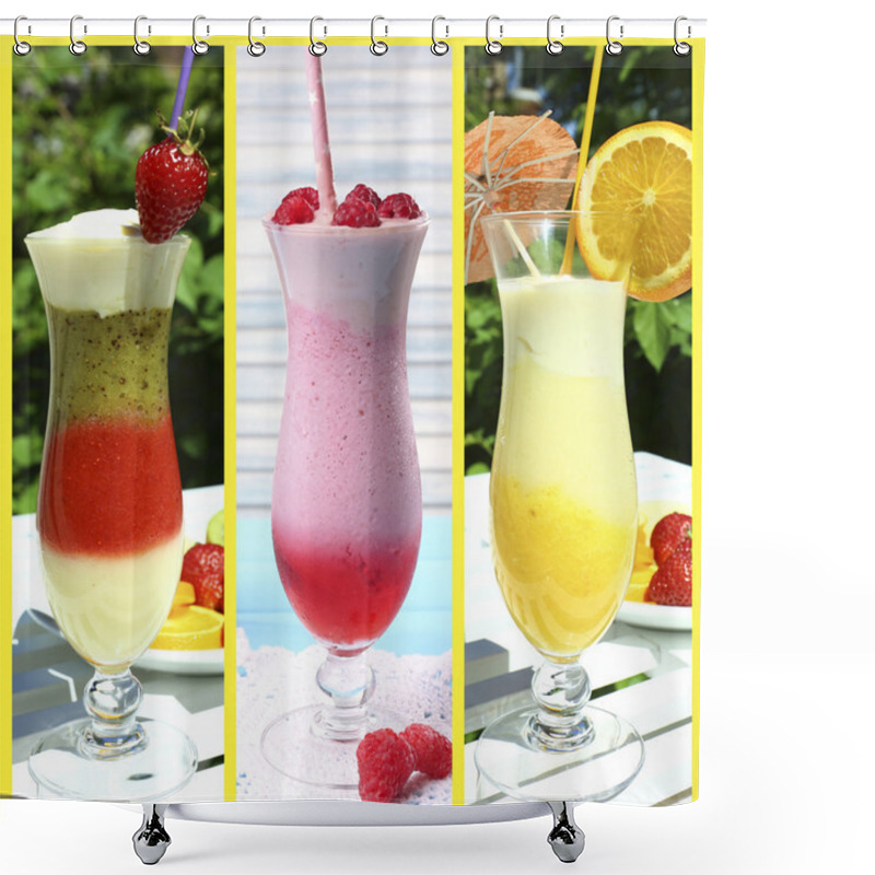 Personality  Collage Of Cold Summer Beverages Shower Curtains