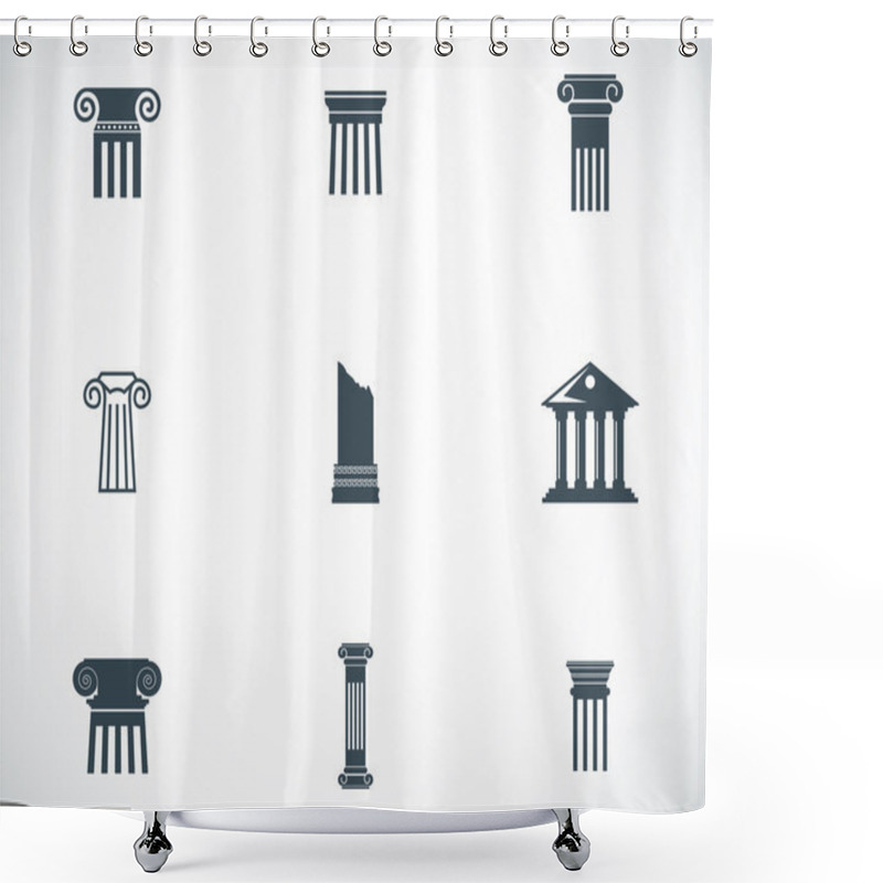 Personality  Vector Black Column Icons Set Shower Curtains