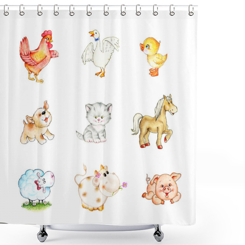 Personality  Funny Farm Animals Shower Curtains