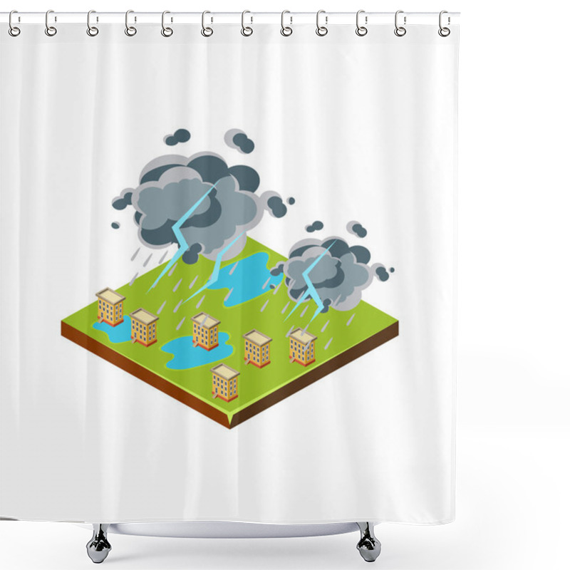 Personality  Thunderstorm. Natural Disaster Icon. Vector Illustration Shower Curtains