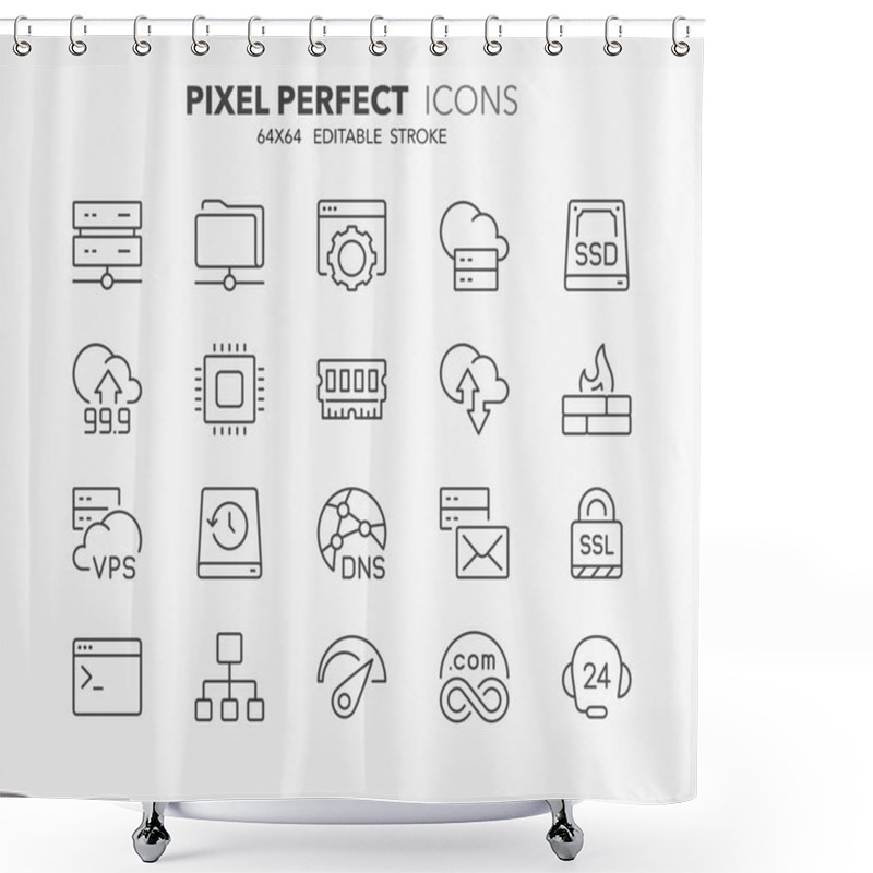 Personality  Hosting Thin Line Icons Shower Curtains