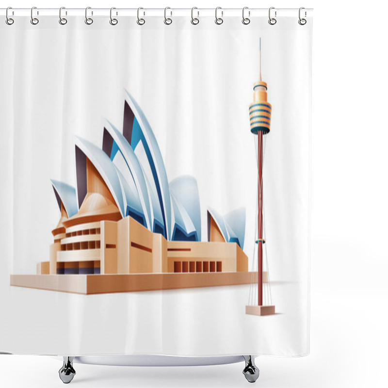 Personality  Vector Australia Landmark Sidney Theater Tower 3d Shower Curtains