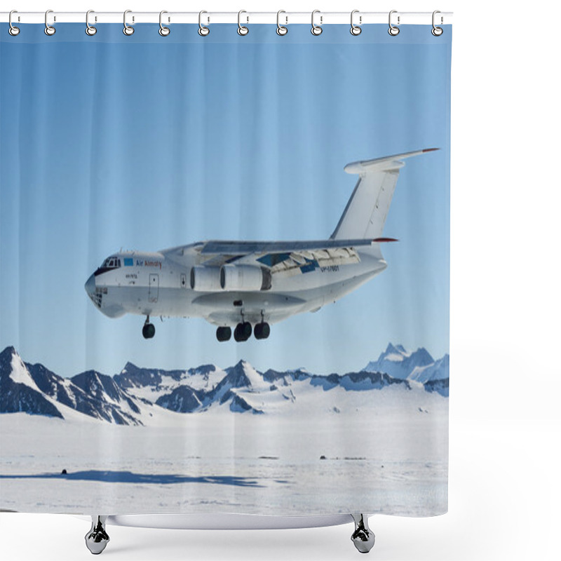 Personality  Airplane IL - 76 Landing In Antarctica Shower Curtains