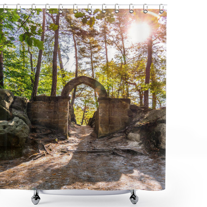 Personality  Ruins Of Stone Gate With Gothic Arch Shower Curtains