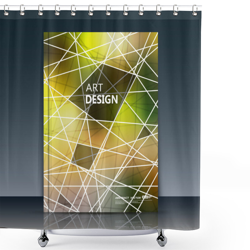 Personality  Abstract Composition, Chequered Font Texture, White Stripe Section Surface, Lines Construction, Green A4 Brochure Title Sheet, Creative Figure Vector Art, Commercial Offer, Banner Form, Flyer Fiber Shower Curtains