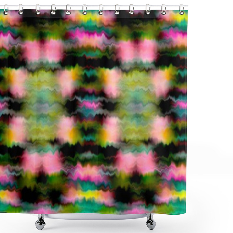 Personality  Vibrant Tie Dye Wash Seamless Border. Blurry Fashion Effect Summer Hippy Ribbon With Space Dyed Streaks Print Shower Curtains