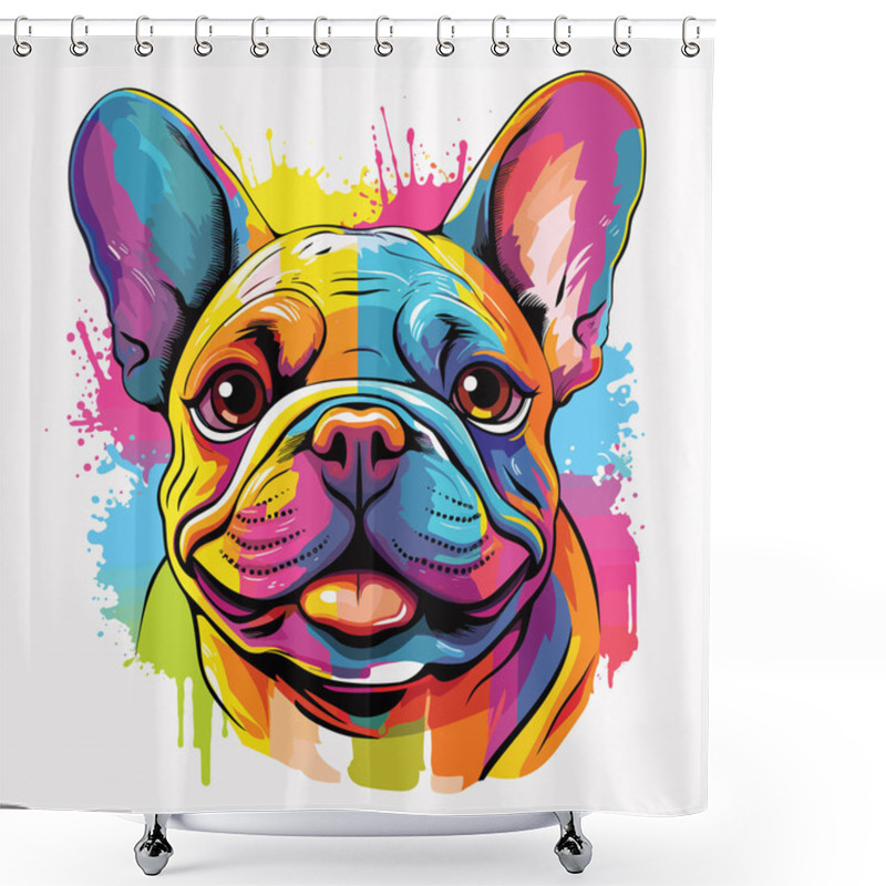 Personality  Happy Dog. Cute And Funny French Bulldog In Vector Pop Art Style. Template For T-shirt, Sticker, Etc. Shower Curtains