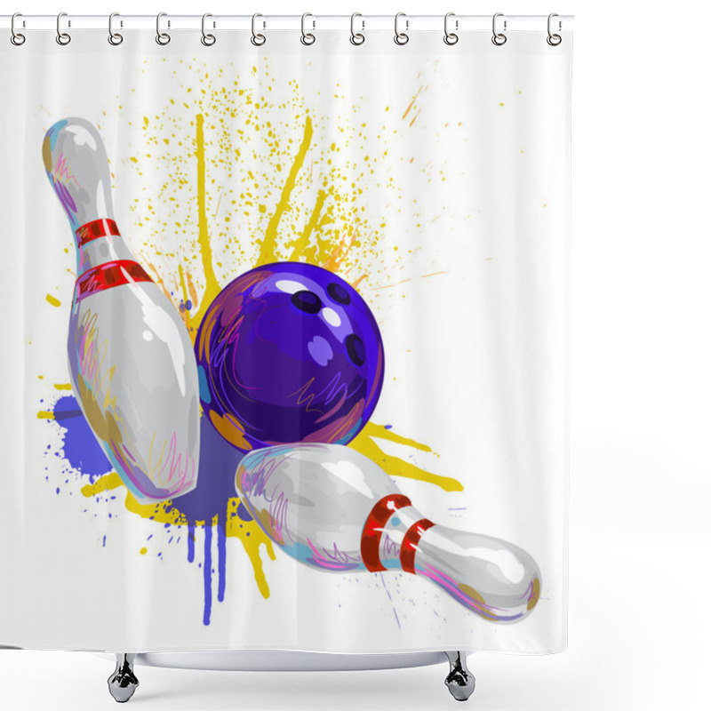 Personality  Bowling Ball And Pins Shower Curtains