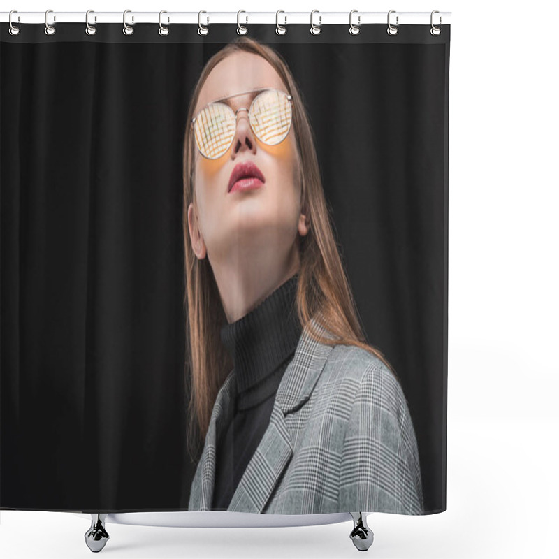 Personality  Yellow Sunglasses Shower Curtains