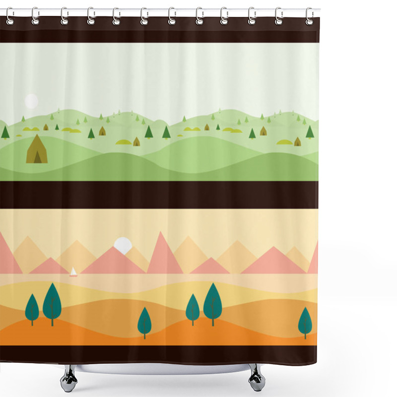 Personality  Background Seamless Scenery Seasons And Landscapes, Shower Curtains