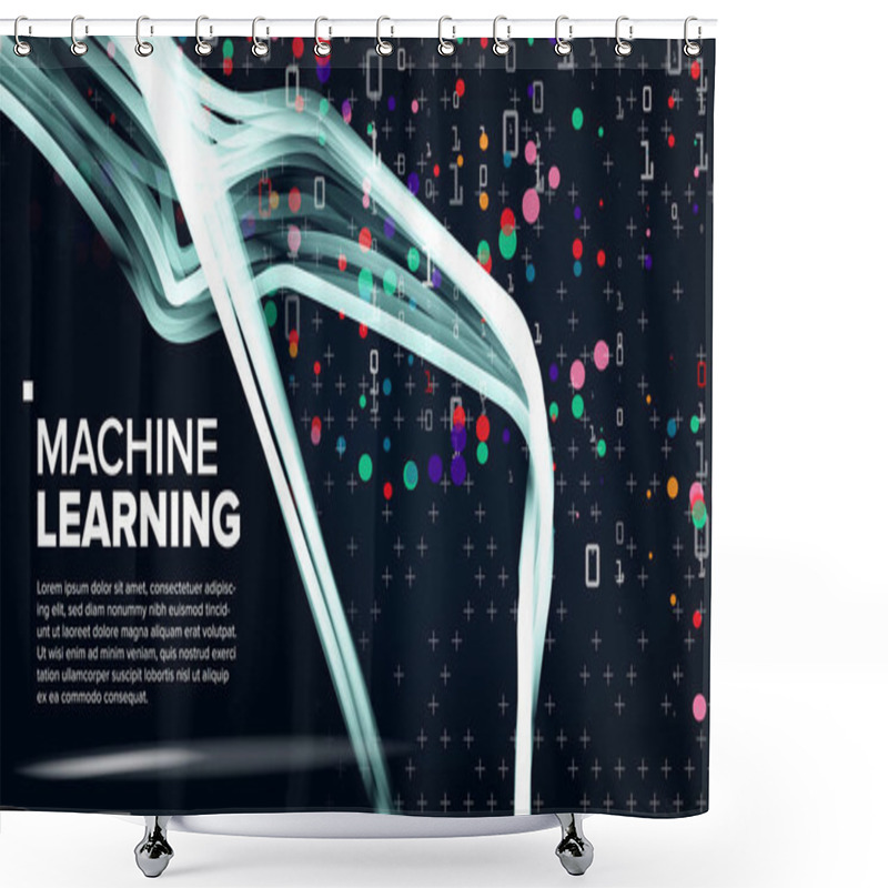 Personality  Machine Learning Background Vector. Algorithm Visualization. Futuristic Code. Cryptography Binary Technologies. Techno Illustration Shower Curtains