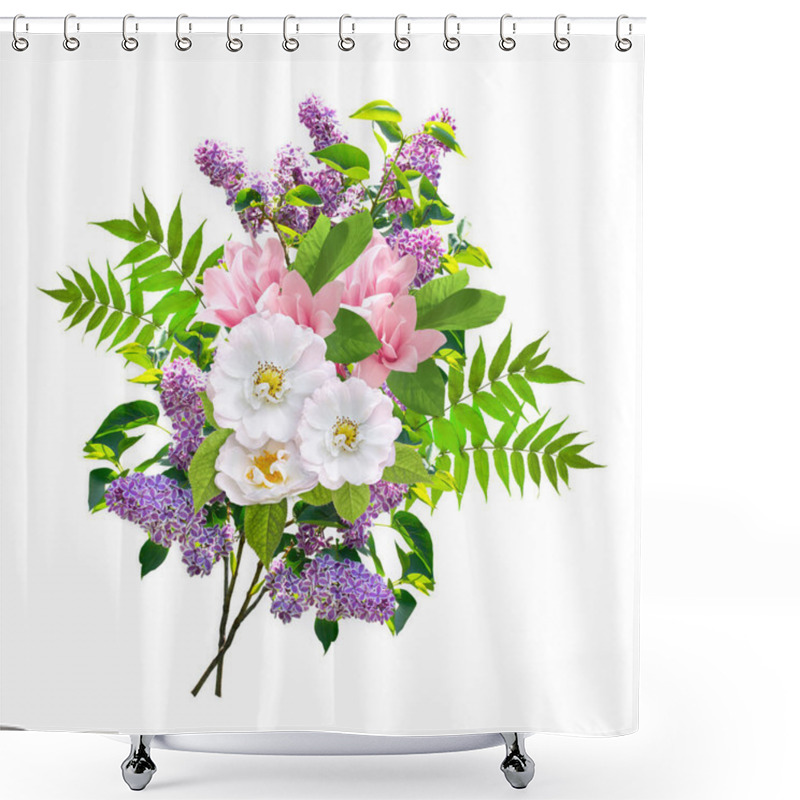 Personality  Bouquet Consists Of Lilacs Flowers, Dog Roses And Magnolia Shower Curtains