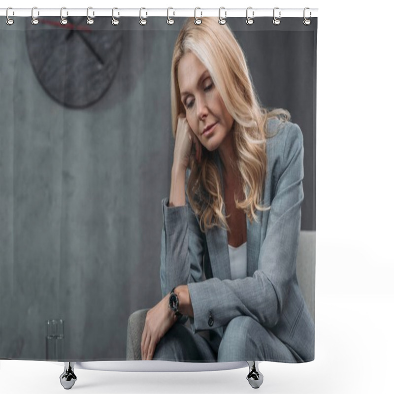 Personality  Sleepy Mature Businesswoman Shower Curtains