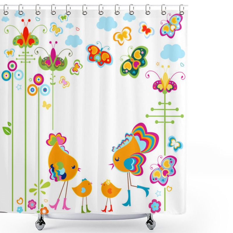 Personality  Fashion Birds Card Shower Curtains