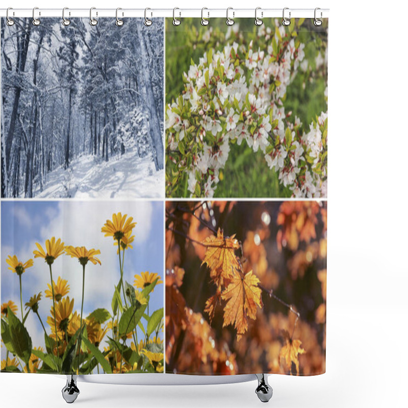 Personality  Four Seasons Collage Shower Curtains