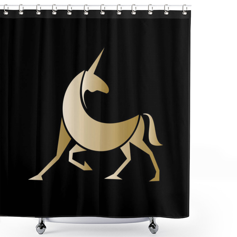 Personality  Unicorn Logo Design Vector Icon Shower Curtains