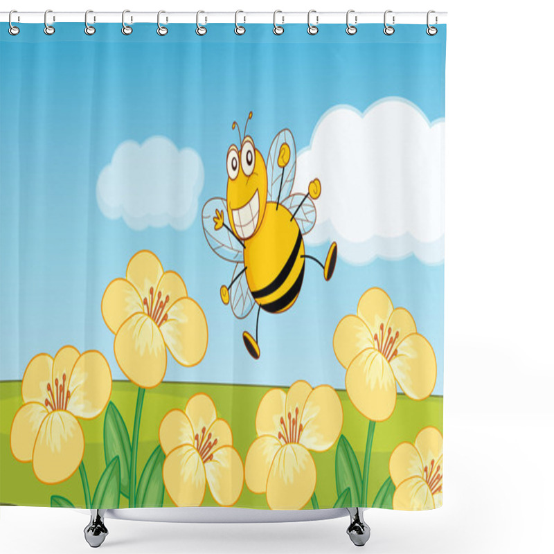 Personality  Happy Bee Shower Curtains