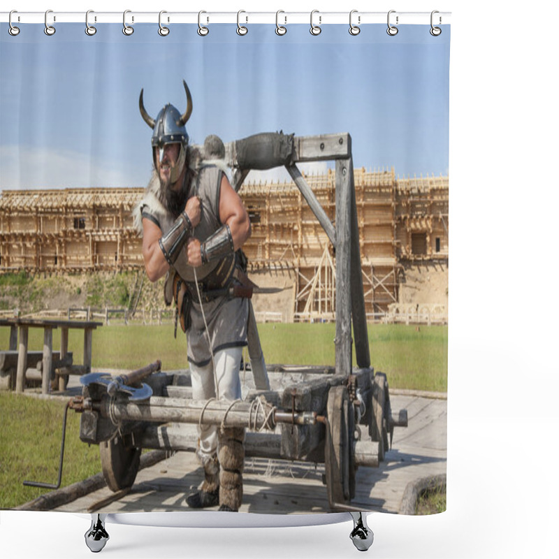 Personality  The Viking Works Hard On His Territory Shower Curtains