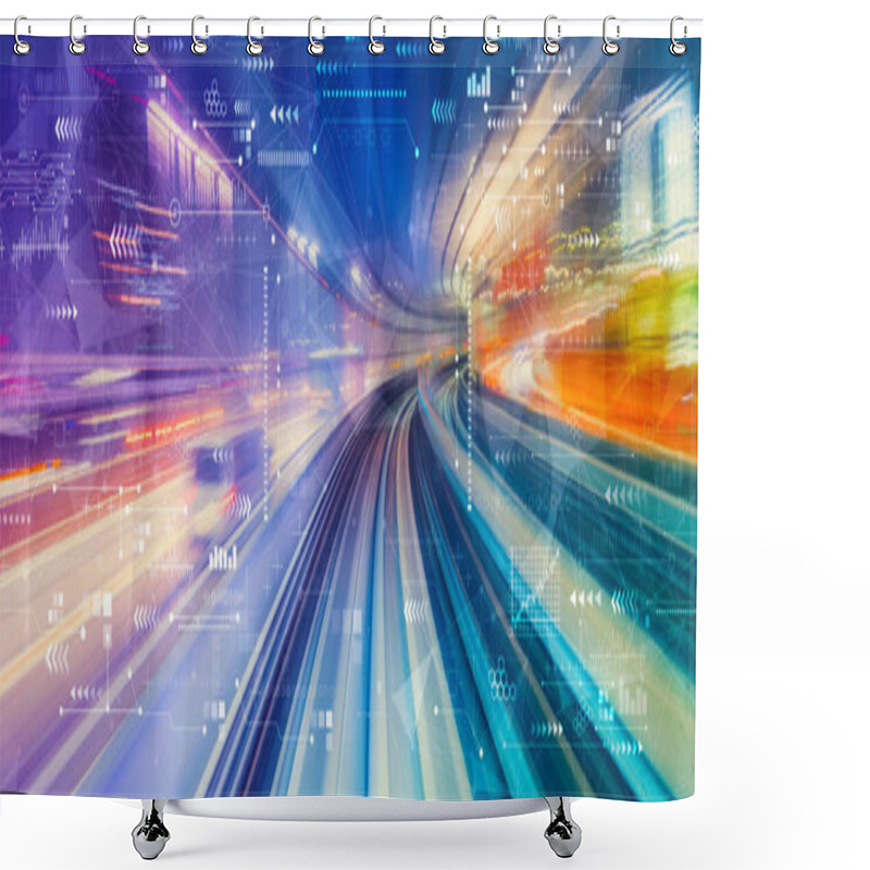 Personality  Technology Screen With High Speed Motion Blur Shower Curtains