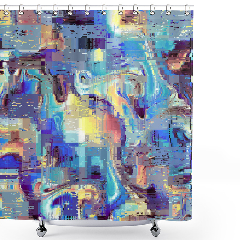 Personality  Vector Image With Imitation Of Grunge Datamoshing Texture. Shower Curtains