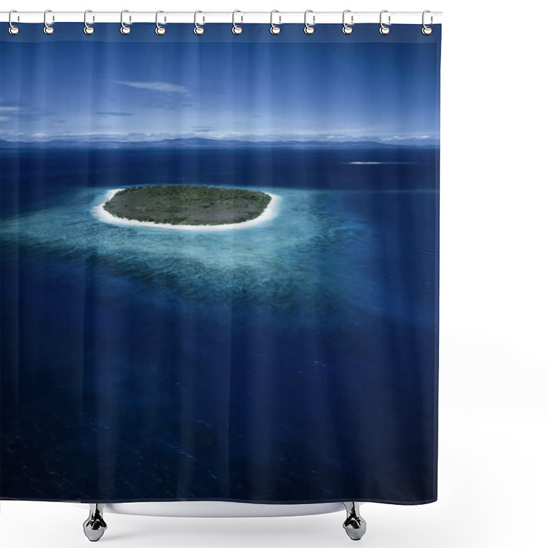 Personality  Pacific Ocean, Fiji Islands, Aerial View Of A Small Tropical Reef Island - FILM SCAN Shower Curtains