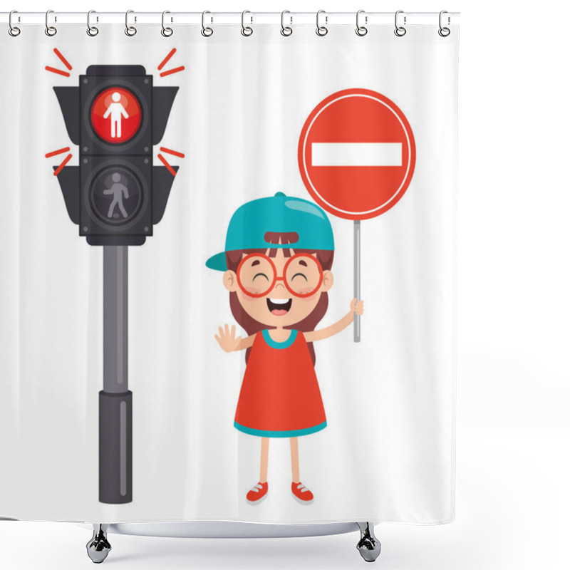 Personality  Traffic Concept With Funny Characters Shower Curtains