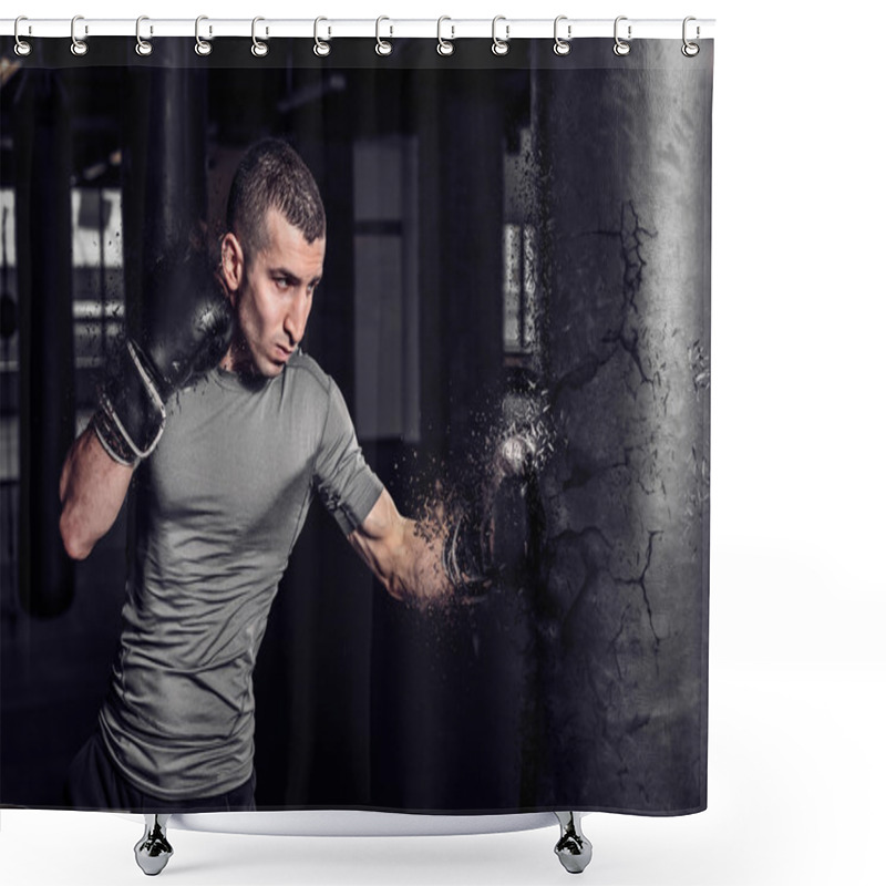 Personality  Boxer Punch Punching Bag Exploding In Gym Shower Curtains