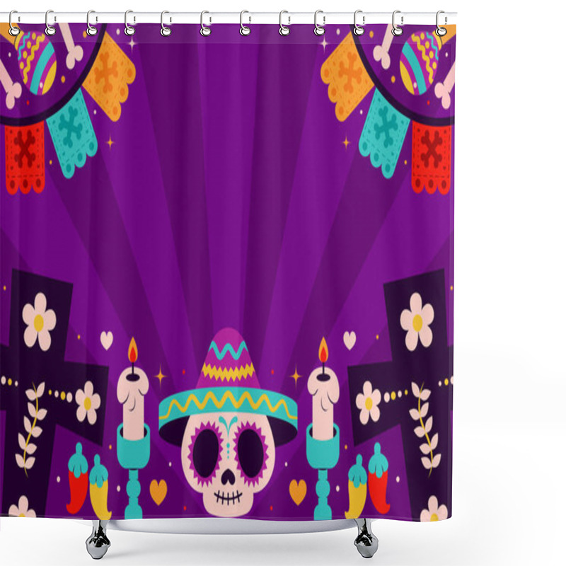 Personality  Day Of The Dead Party Background Vector With Stripes Shower Curtains