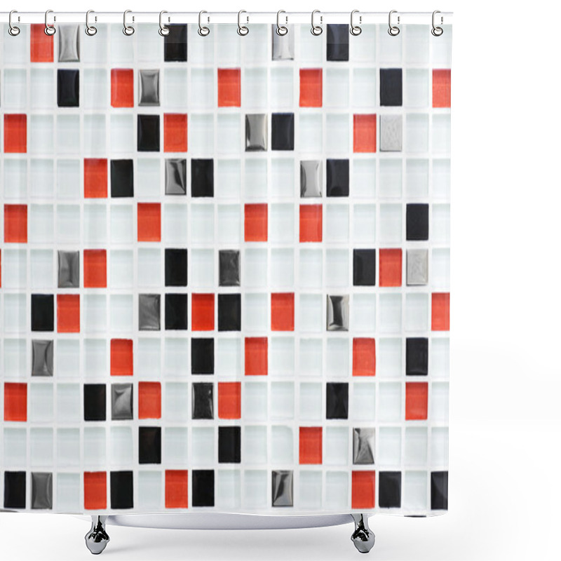 Personality  Checkered Pattern Tile Background, Red And Black Checks. Shower Curtains