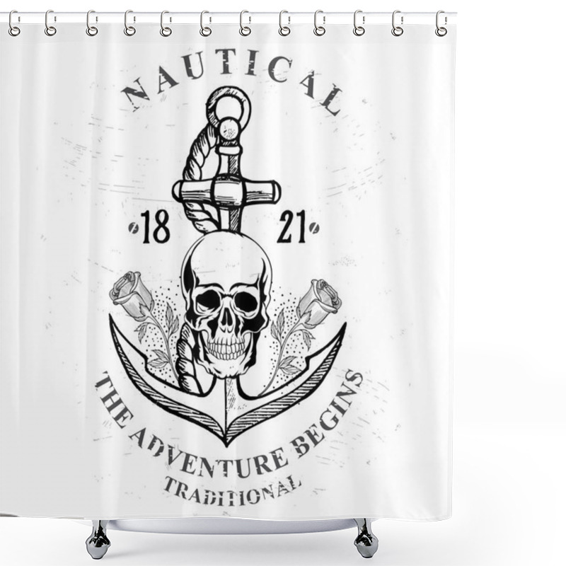 Personality  Pirate Skull With Anchor Nautical Design. Shower Curtains