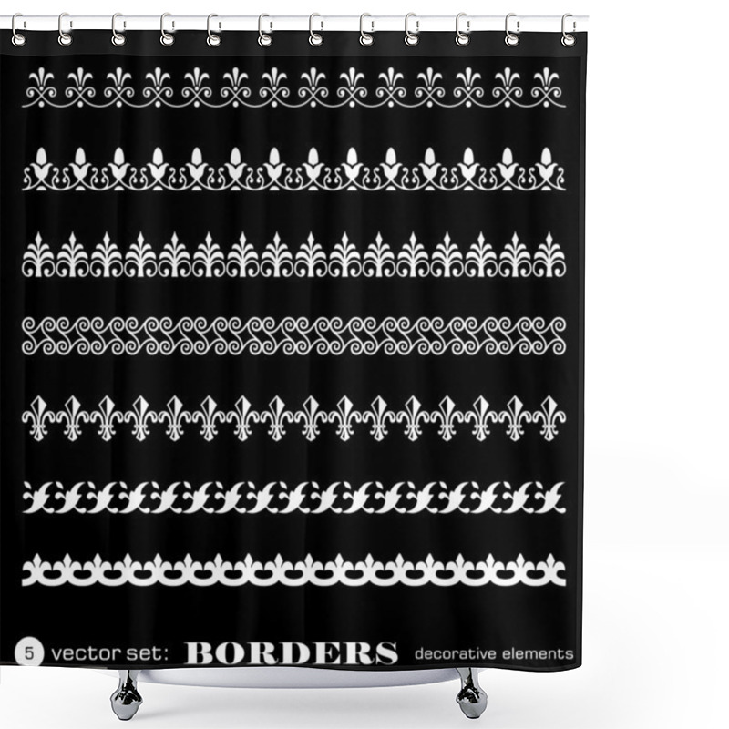 Personality  Decorative Borders Isolated On Black Background - Set 5 Shower Curtains