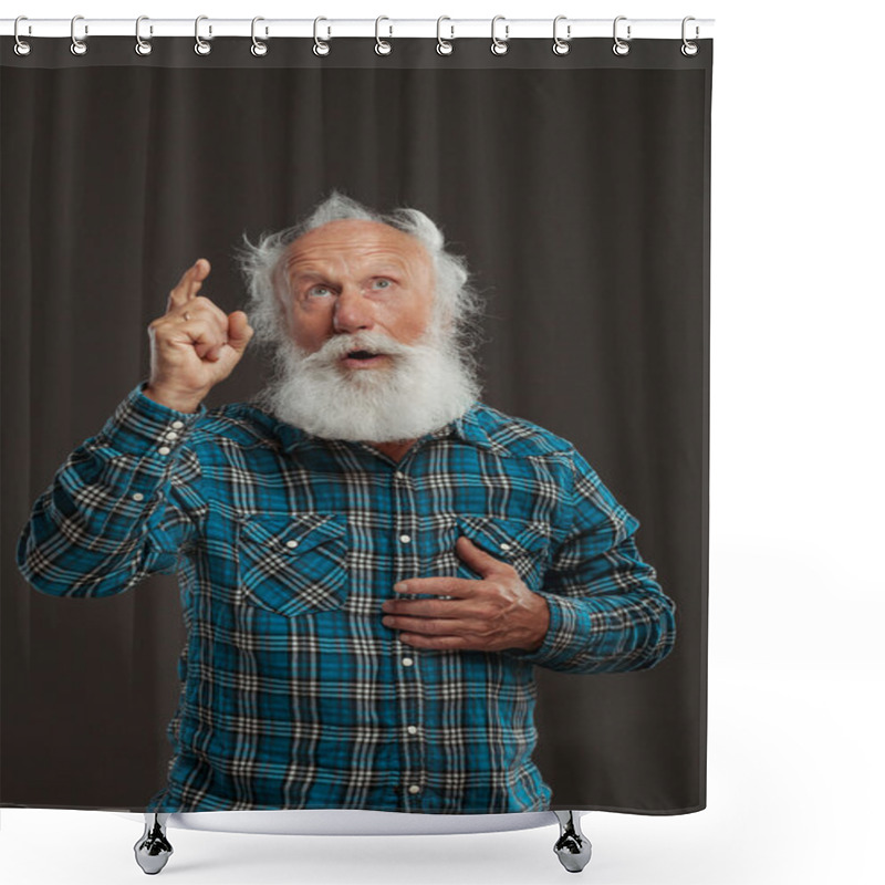 Personality  Old Man With A Long Beard With Big Smile Shower Curtains