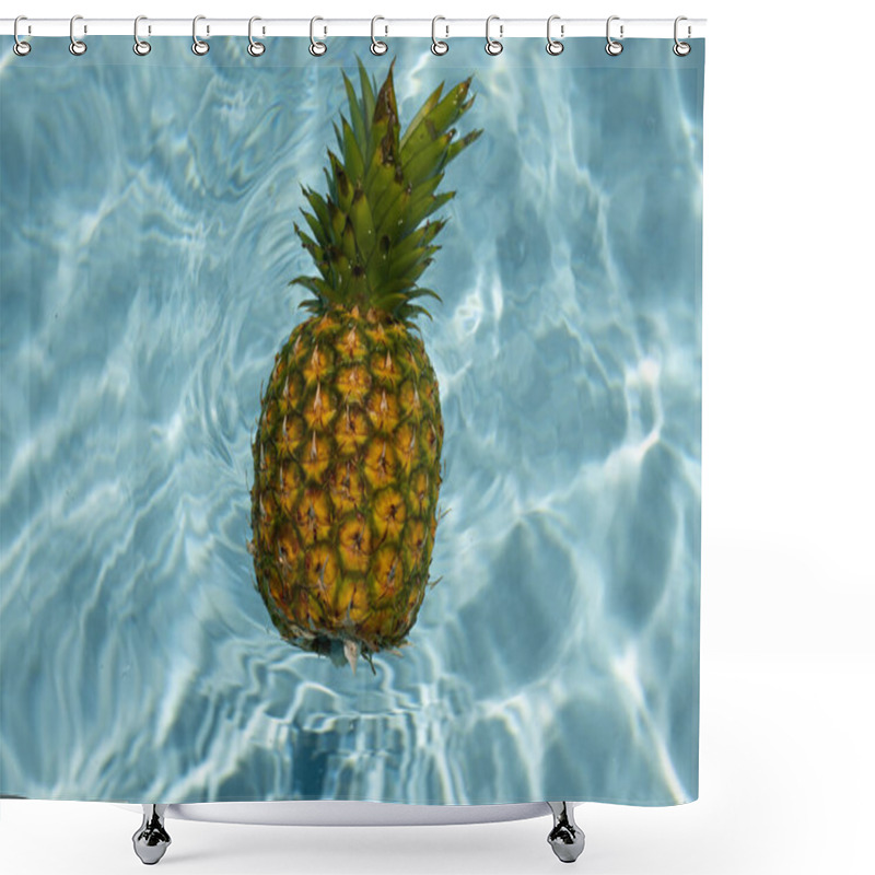 Personality  Summer Background. Summertime. Pineapple In Pool. Summer Vacation Concept. Summer Travel Vacation Concept. Summer Rest Shower Curtains