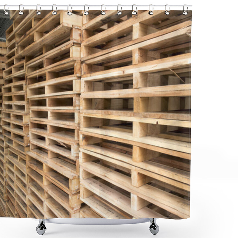 Personality  Wood Pallet In Factory Shower Curtains