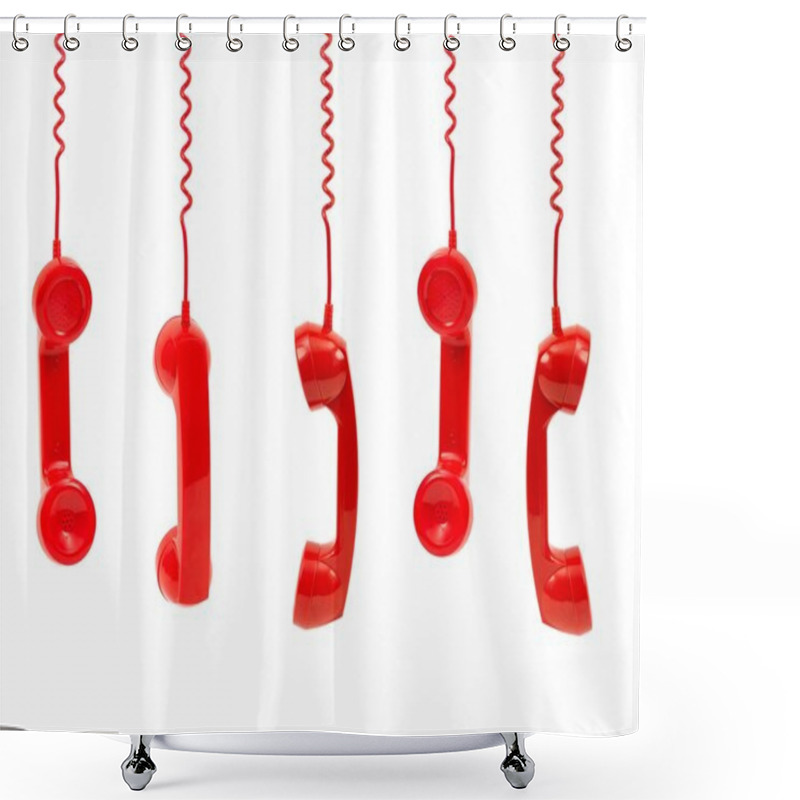 Personality  Red Phone Handsets Shower Curtains