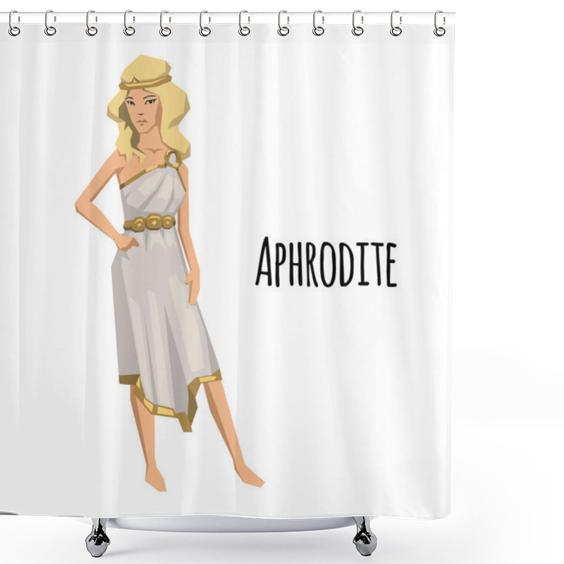 Personality  Aphrodite, Ancient Greek Goddess Of Love And Beauty. Mythology. Flat Vector Illustration. Isolated On White Background. Shower Curtains