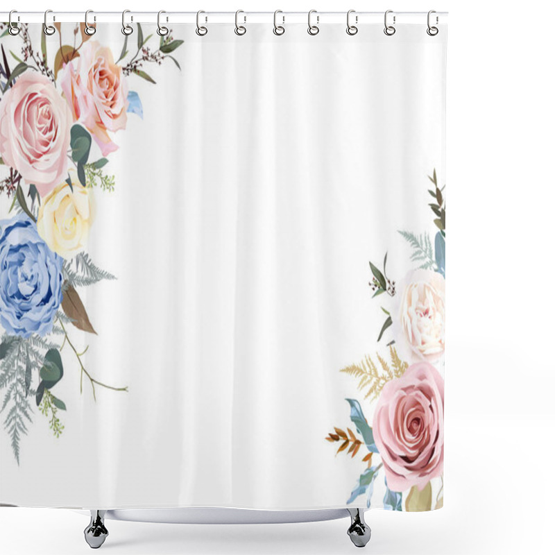 Personality  Banner Style Floral Beige Frame Arranged From Leaves And Flowers Shower Curtains