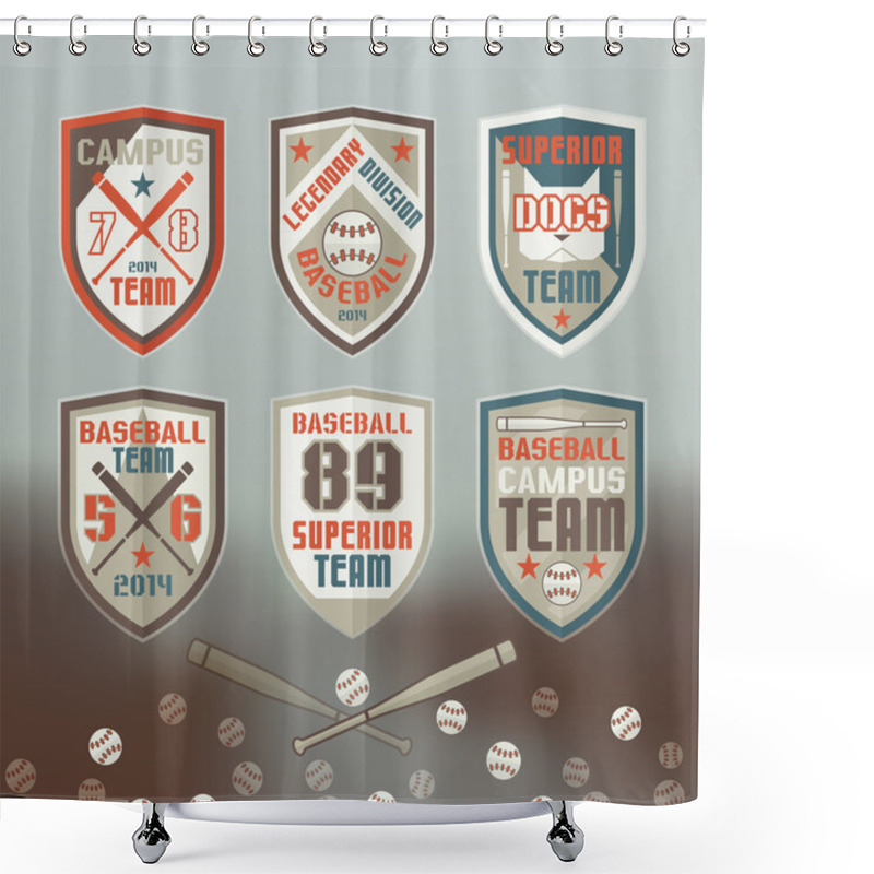 Personality  Baseball Sport Emblem Shower Curtains