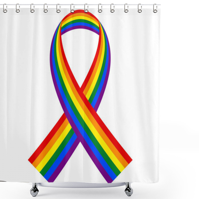 Personality  Rainbow LGBT Ribbon, Vector Symbol And Flag In Form Of A Folded Ribbon Supporting The LGBT Pride Community Shower Curtains