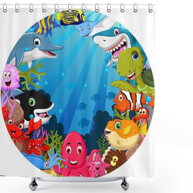 Personality  Funny Sea Animals Cartoon Set Shower Curtains