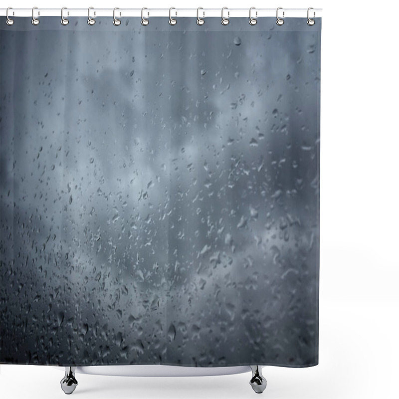 Personality  Rain Drops On Window Against Moody Sky Shower Curtains